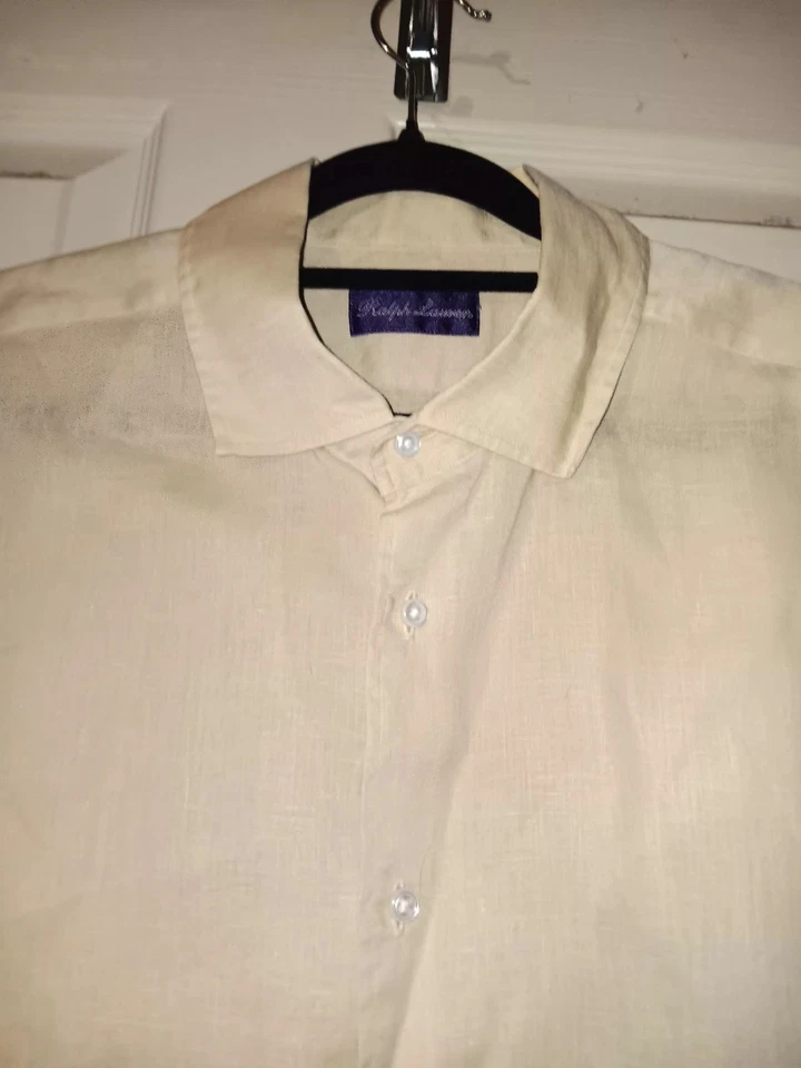 Ralph Lauren 紫色标签男式礼服纽扣长袖 17 英寸领 52 英寸 2XL — 第 3/4 张图片