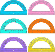Zonon 6 Pieces Protractors Bulk Plastic 180 Degrees 6 Inch Translucent