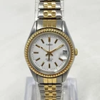 Vtg Timex Easy Reader Watch Women Silver Gold Tone Date Indiglo New Battery 2003