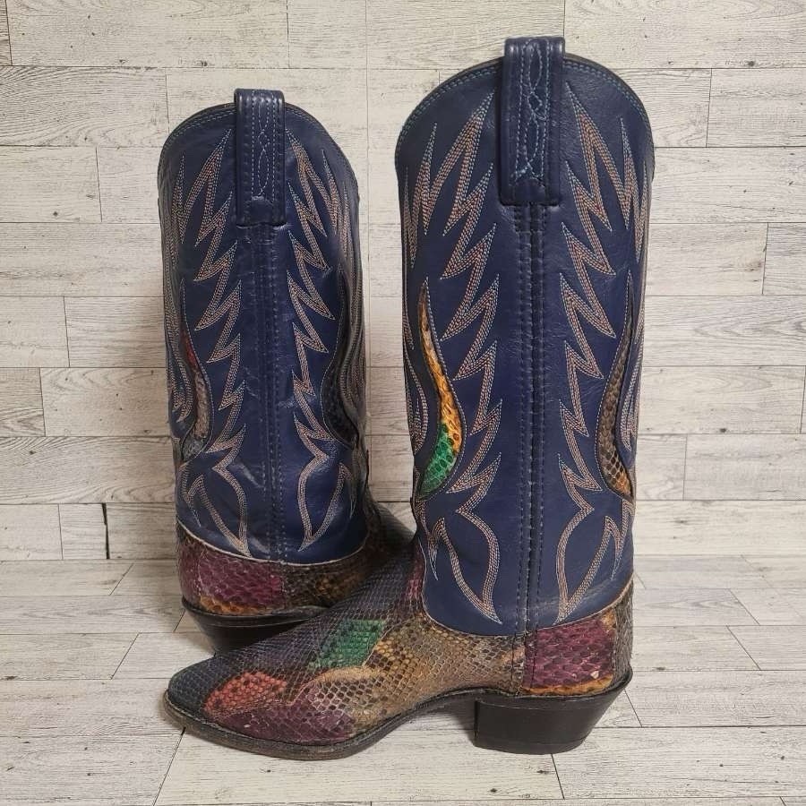 Vintage Dan Post Exotic Rainbow Python Snakeskin … - image 8