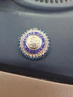 Vintage Wisconsin Shield Brooch Pin Blue Rhinestones Costume Jewelry