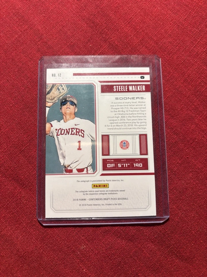 Steele Walker Auto #01/23 Variation 2018 Panini Contenders Draft Picks - Image 2 of 3