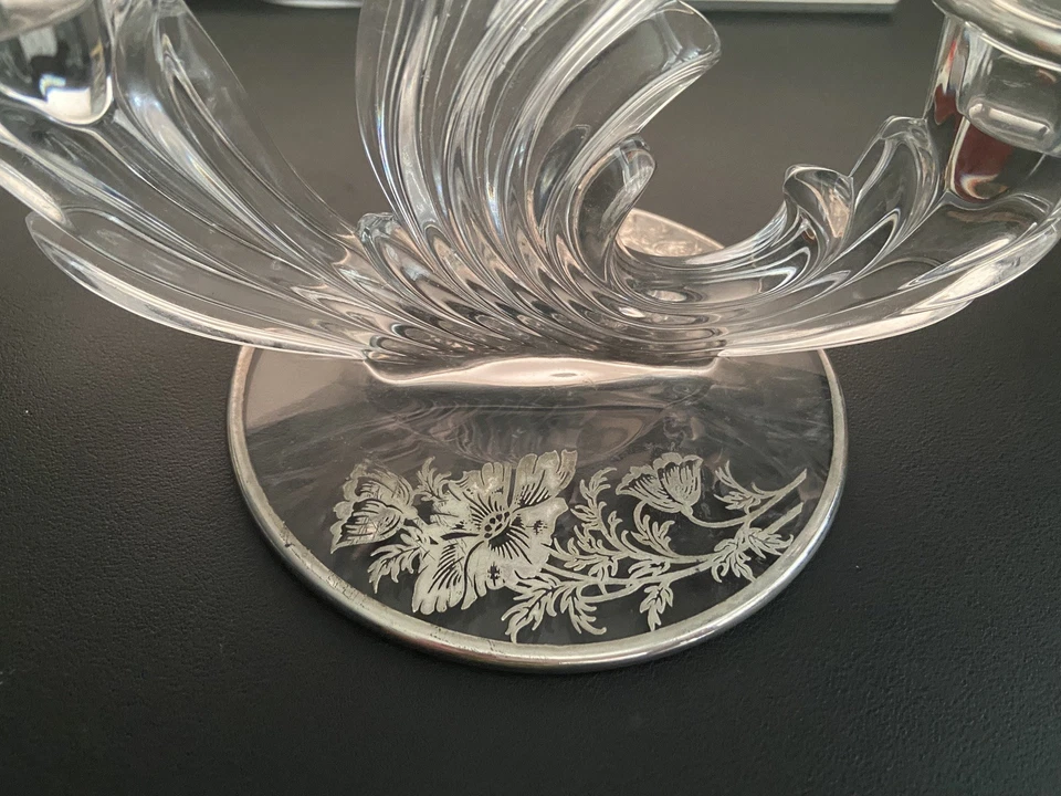 2 Fostoria Baroque Glass 3 Candle Stick Holder - Image 3 of 4