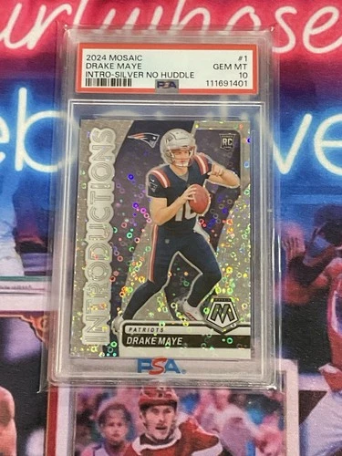 2024 Mosaic Drake Maye Introductions Silver No Huddle RC #1 PSA 10