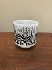 Vintage FEDERAL GLASS Mug Blsck on White Jailbirds “Make It Instant”