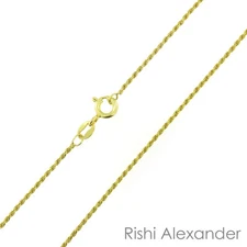 925 Sterling Silver Gold-Plated Diamond Cut Rope 1mm Chain Necklace .925 Italy