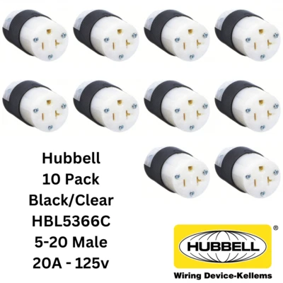 LOT 10x Hubbell HBL5369C AC Female Edison NEMA 5-20R Receptacle 20A 125V CL/BK