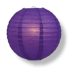 10" Royal Purple Round Paper Lantern, Even Ribbing, Hanging Decoration