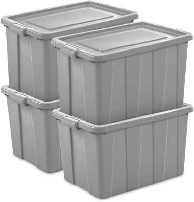 #ad 4 Pack Tuff1 Storage Tote Stackable Plastic Bin with Lid 30 Gallon $125.99