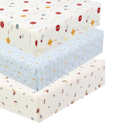 100% Cotton Baby Boy Unisex Crib Sheet Fitted Sheet With 8'' Deep Pocket 3-Pack