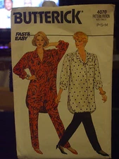 Butterick 4070 Misses Tunic Shirt & Pants Pattern - Size P/S/M