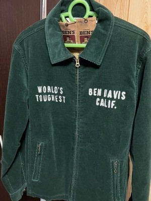 BEN DAVIS Green Corduroy Jacket Men's Size M California Embroidery Zip Up Unused