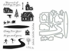 Hero Arts "SNOWY TOWN" Clear Stamps or Stamp  Frame Dies Bundle 2020