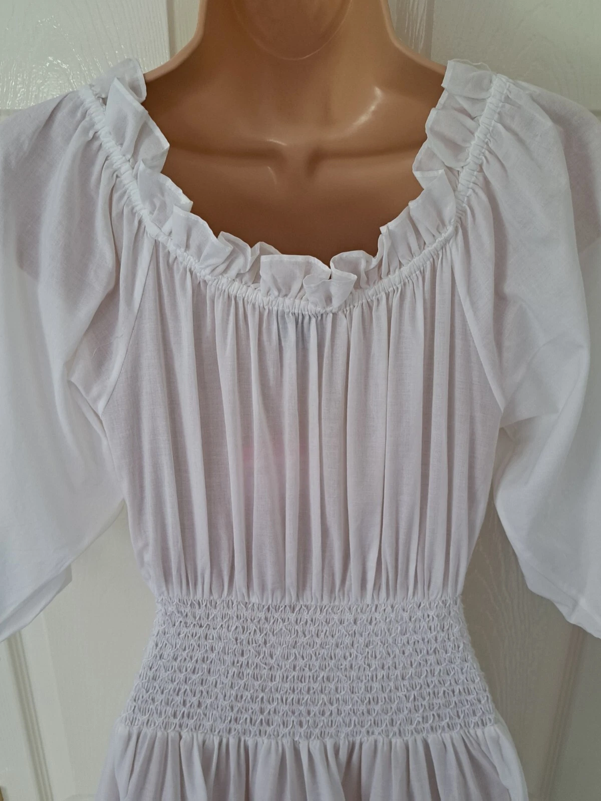 Abito Kate Spade Broderie Anglaise taglia S sopra il ginocchio vita fumè bianco nuovo con etichette