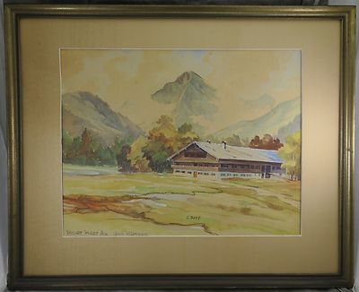 C. Rief Aquarell Bauer in der Au / Bad Wiessee 