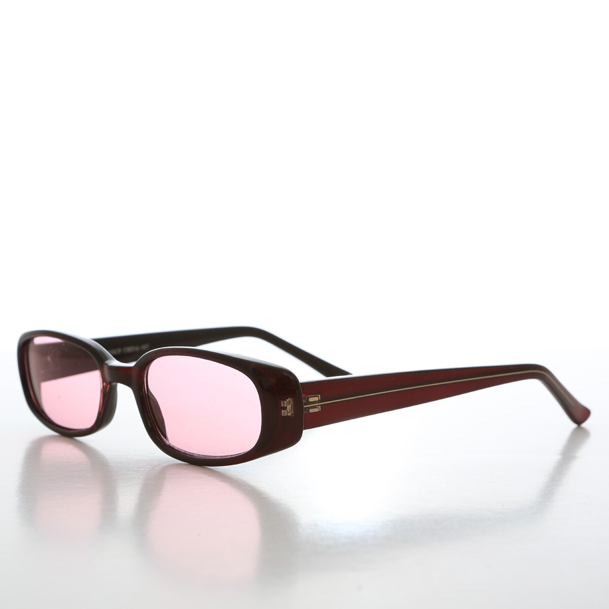 90s Mod Rectangular Sunglass Pink Lens - Landis - image 2