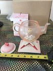 Dept 56 Krinkles Glass TEAPOT Pink Candle Holder NIB Valentines Rare — photo 3