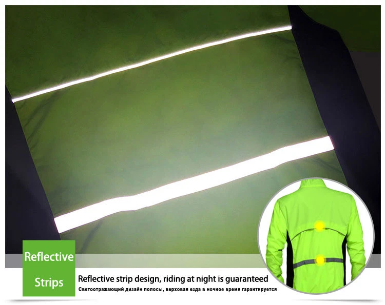 WOSAWE Cycling Windproof Waterproof Jacket Bike Racing Reflective Wind Jersey