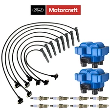 Energy Ignition Coil + MOTORCRAFT Platinum Spark Plug +Wire For Ford XLT 5.0L V8
