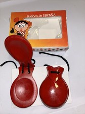 Vintage Wooden Castanet Spanish Dance Hand Instruments With Box