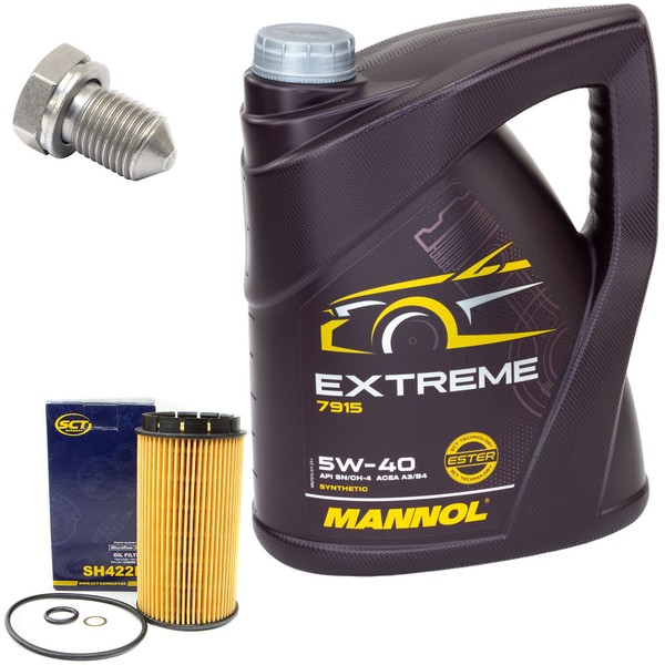 MotoröL Set 5W-40 5 Liter + ÖLfilter SH 422 P + Schraube FüR Audi Cabriolet 2.0-image