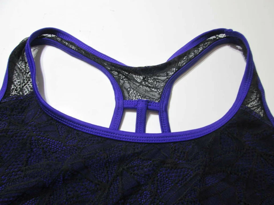 Sujetador deportivo Jockey talla L azul marino forrado inalámbrico espalda deportiva pulóver ropa deportiva Foto 3 de 4