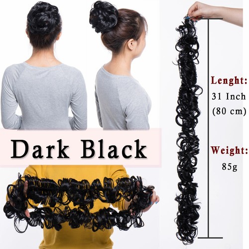 Messy Bun Hair Piece Wrap on Updo Scrunchie Hair Extension Long as Human hair US - Picture 13 of 26