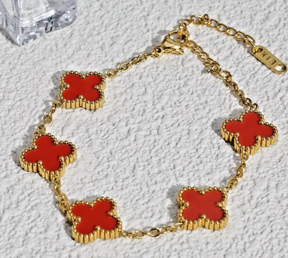 13mm Classic Blumenkette Armband 18 K vergold. Kleeblatt - Bild 4 von 4