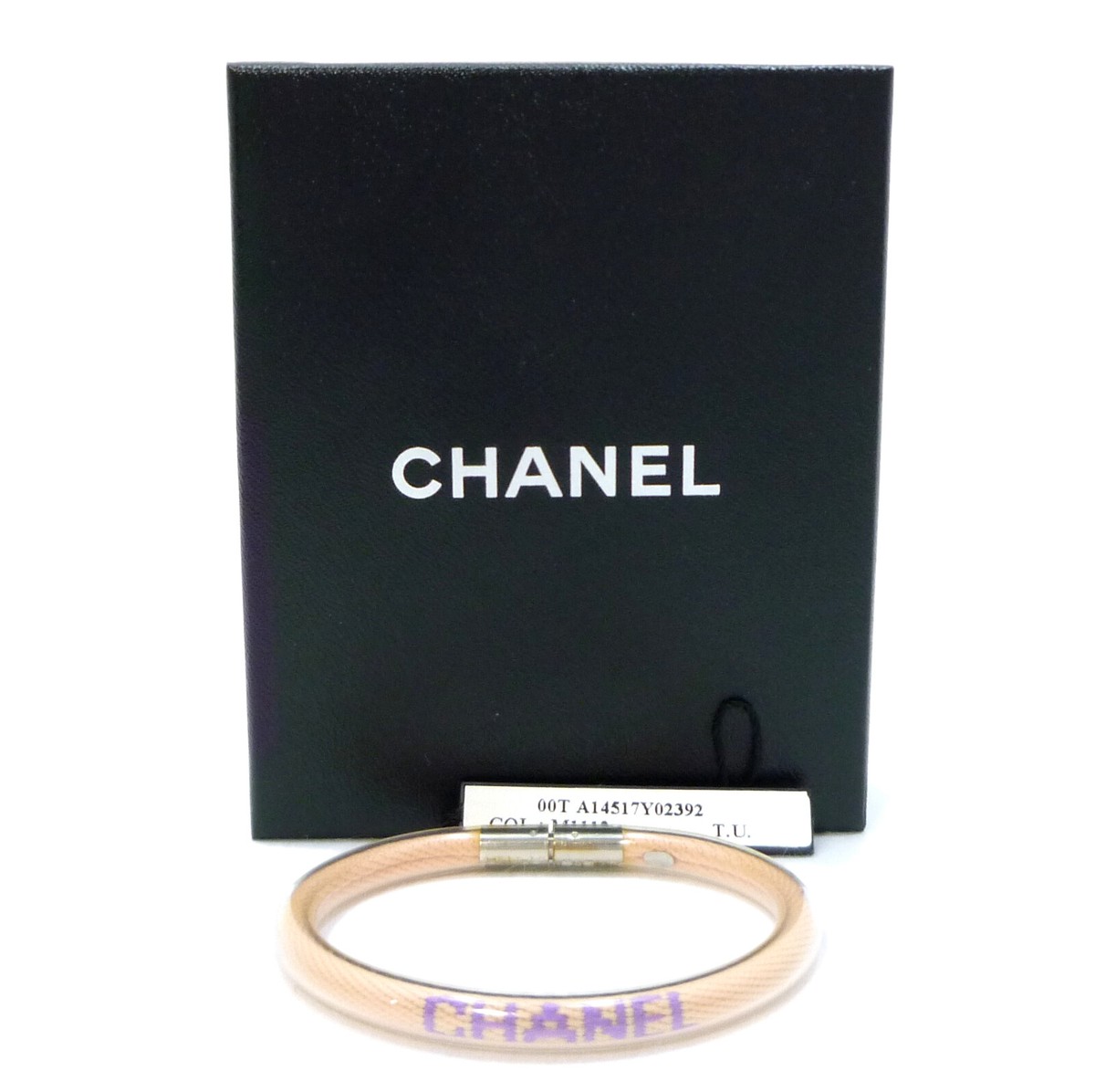 Authentic CHANEL Tube Bangle Bracelet 00T Pink Nylon