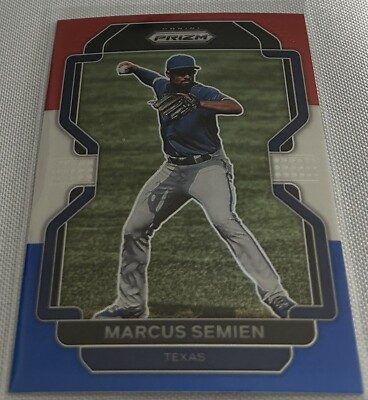 2022 Panini Prizm Baseball Marcus Semien Texas Rangers Red White & Blue Prizm