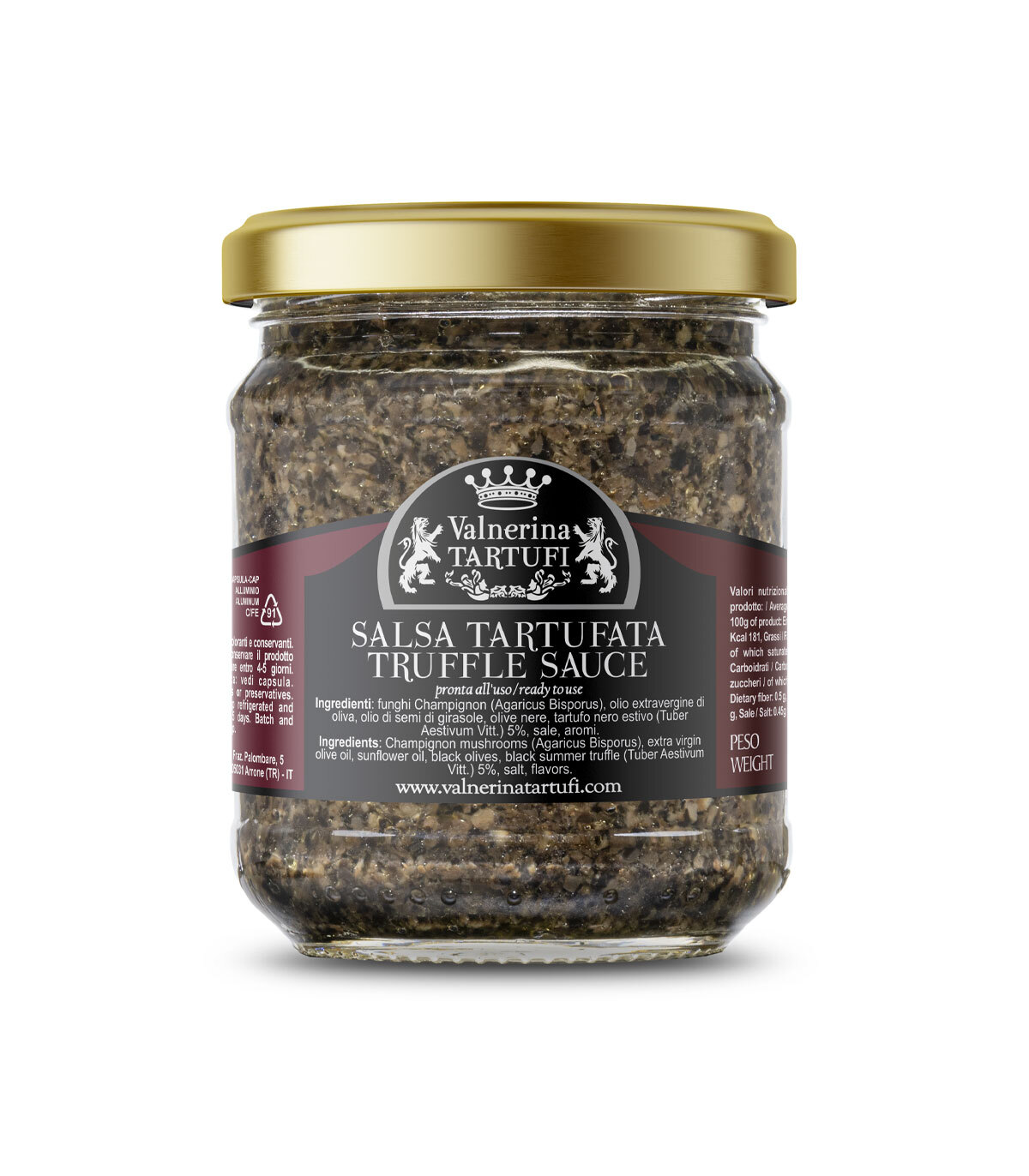 Salsa Tartufata Funghi Champignon, 5% Tartufo Nero Estivo - Ermetico 180g