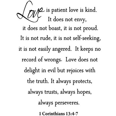 VWAQ Love is Patient Kind Wall Decal 1 Corinthians 30''H X 22''W, Black 