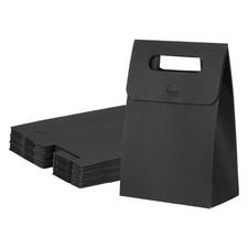 35Pcs Kraft Paper Bags 3.1x5.3x7.5 Inch Stand Up Gift Bag with Handles Black