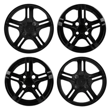 13" Full Set Hub Caps Wheel Covers Snap On Hubcaps For R13 Tire & Rim Black