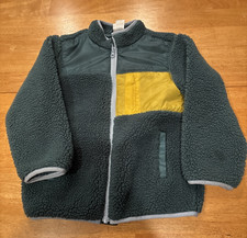 Hanna Andersson Fleece Faux Sherpa Zip Up Jacket Size 120 Boys 5 Green Coat