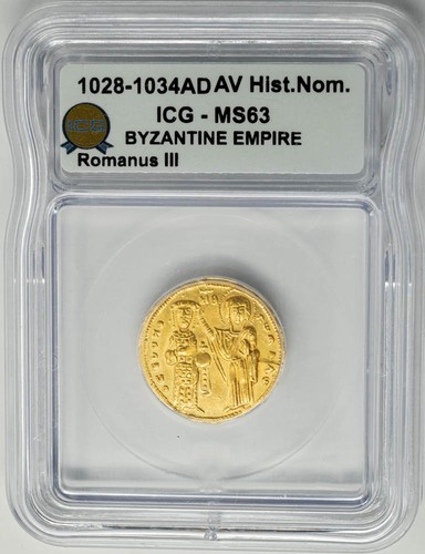 AD 1028-1034 Gold Byzantine Empire Romanus III AV Hist. Nom. MS63 ICG 951447-10