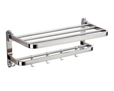 Stainless Steel Towel Rack Double Shelf Wall Mounted Bathroom Rail(57cm)