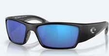 Costa Corbina Pro Polarized Rectangular Sunglasses Black Frame Blue Lens