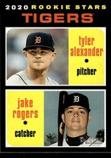 2020 Topps Heritage #39 Tigers (Tyler Alexander / Jake Rogers) Rookie Card. rookie card picture