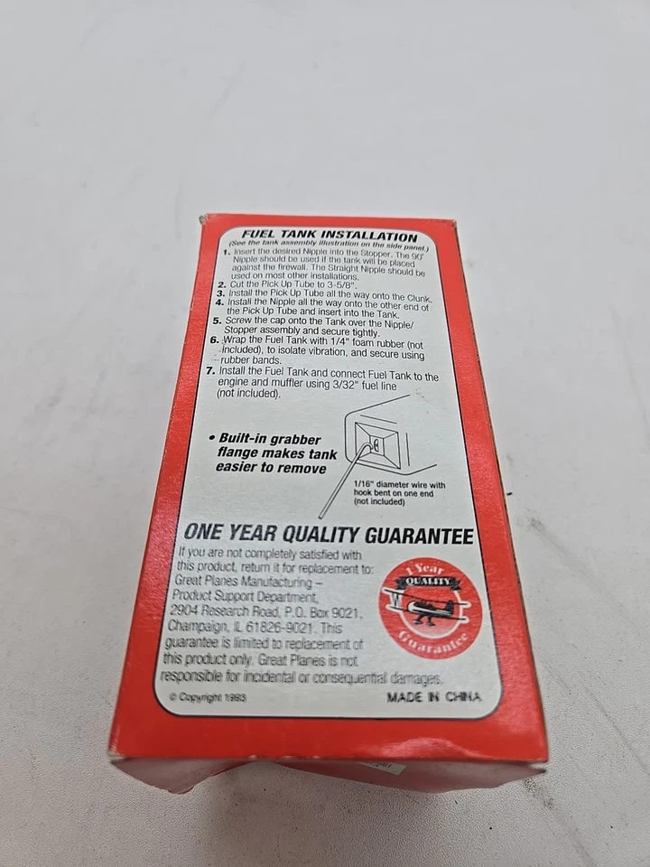 Rare Vintage Great Planes 16 Ounce 480 CC LARGE Fuel Tank GPMQ4107 New M3 - Image 3 of 4