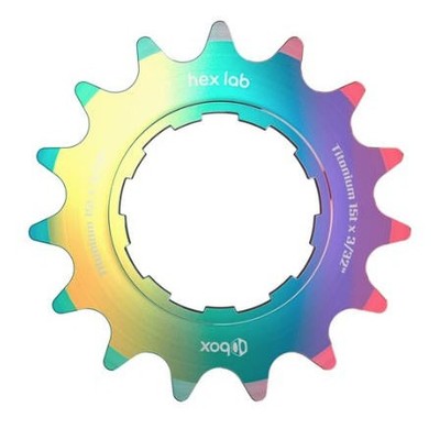 BOX Hex Lab 3/32'' CNC Titanium Cog, Rainbow - 15t