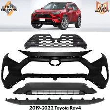 Front Bumper Cover Fascia & Grille Assembly Kit For 2019-2022 Toyota Rav4