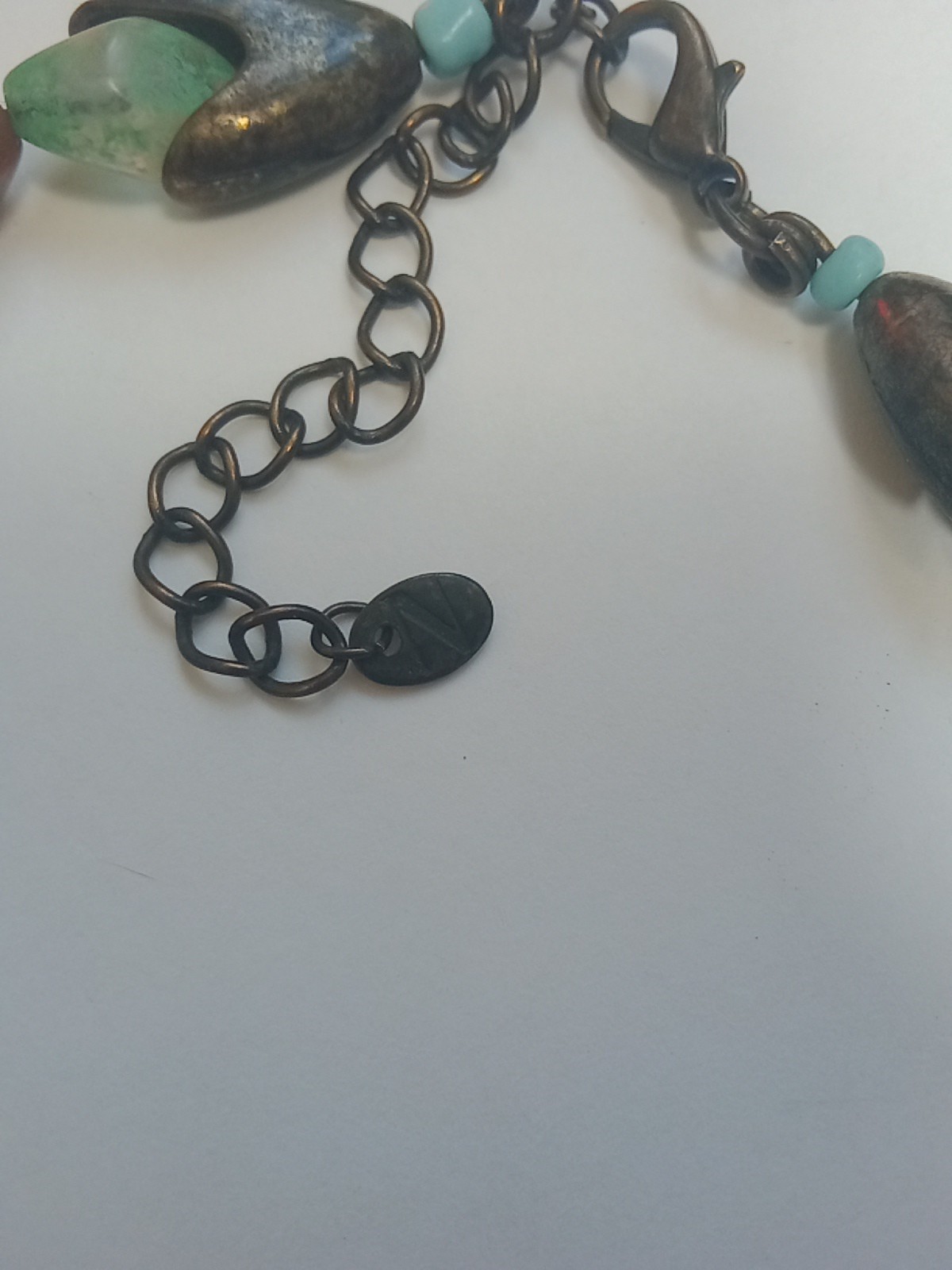 Large Bead Statement Necklace Antique Bronze W/ T… - image 3