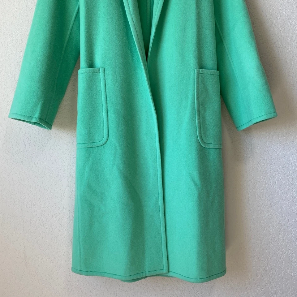 Abrigo largo de lana cachemir con cinturón de un solo pecho HELMUT LANG verde menta Foto 4 de 4