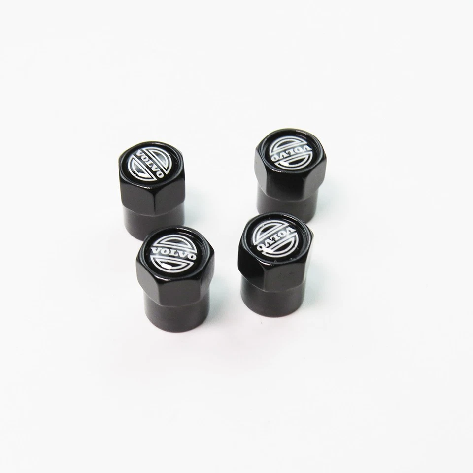 Compatible with Volvo 4Pcs Tire Valve Stem Caps Black Anodized Aluminum - Image 2 of 4