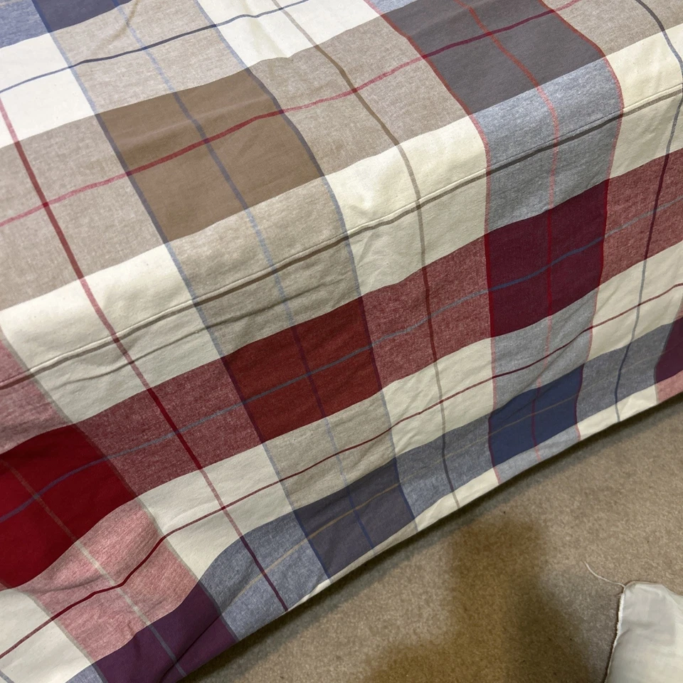 Plaid King Duvet Cover Red, Blue, and Neutral Check Pattern – Classic 90"X100" - Image 3 of 4