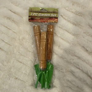 3 Pcs Mini Ensemble d'outils de jardin Petite truelle de pelle & Râteau à main avec poignées en bois massif