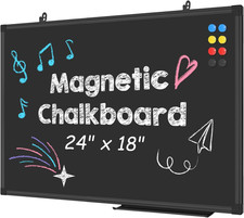 Magnetic Chalkboard Black Board - 24 X 18 Inch Blackboard, Black Aluminium Frame