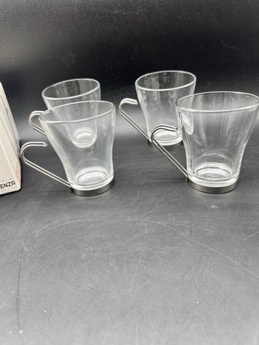 4 Glas Metall Fidenza by Bormioli Rocco Oslo Cappuccino Kaffeetassen