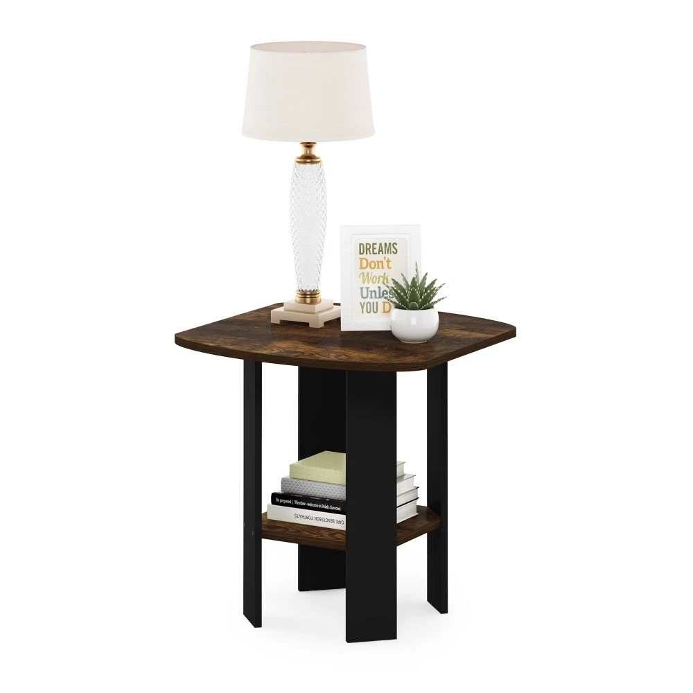 Simple Design End Side Table Amber Pine Black - thumbnail 4
